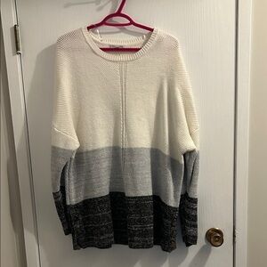 Warehouse Women's Color Block Sweater - Cream, Gray, Black